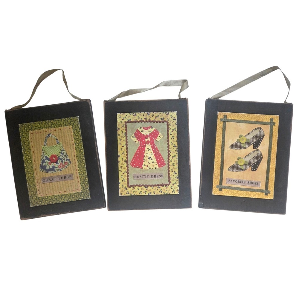 Vintage Retro Board Wooden Applique Mixed Art Pictures Shabby Chic Cottagecore